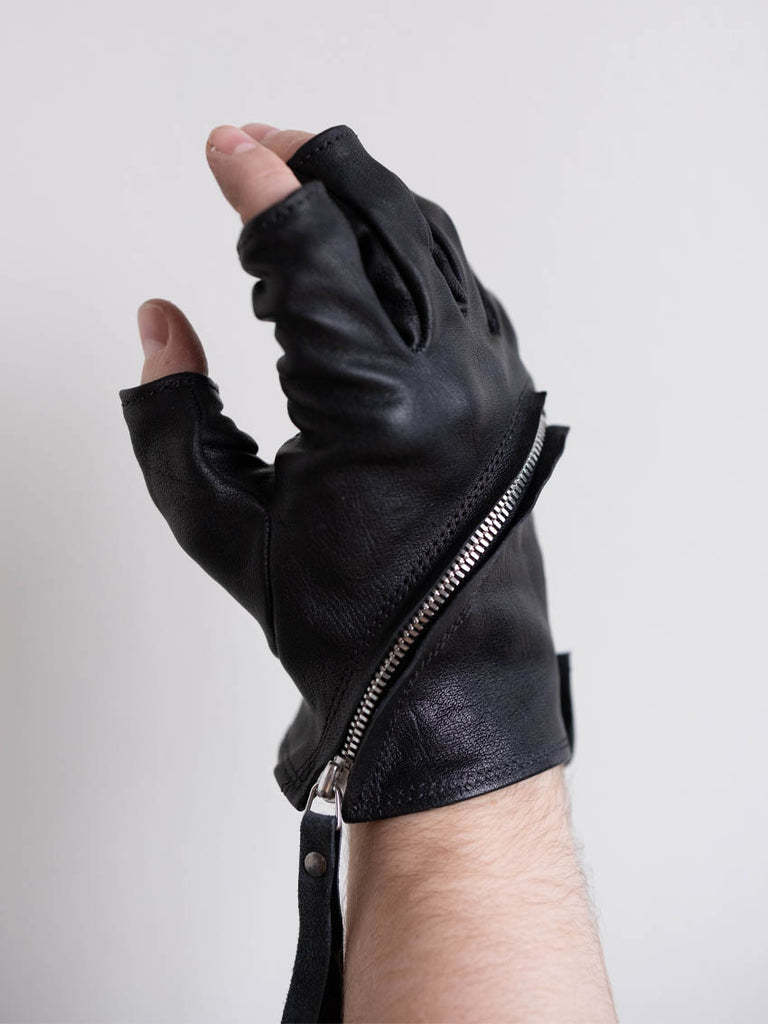 0.Hide Fingerless Spiral Zipper Gloves