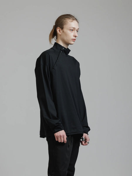 The Viridi-Anne Diagonal Henley Neck T-shirt – DARK WAVE