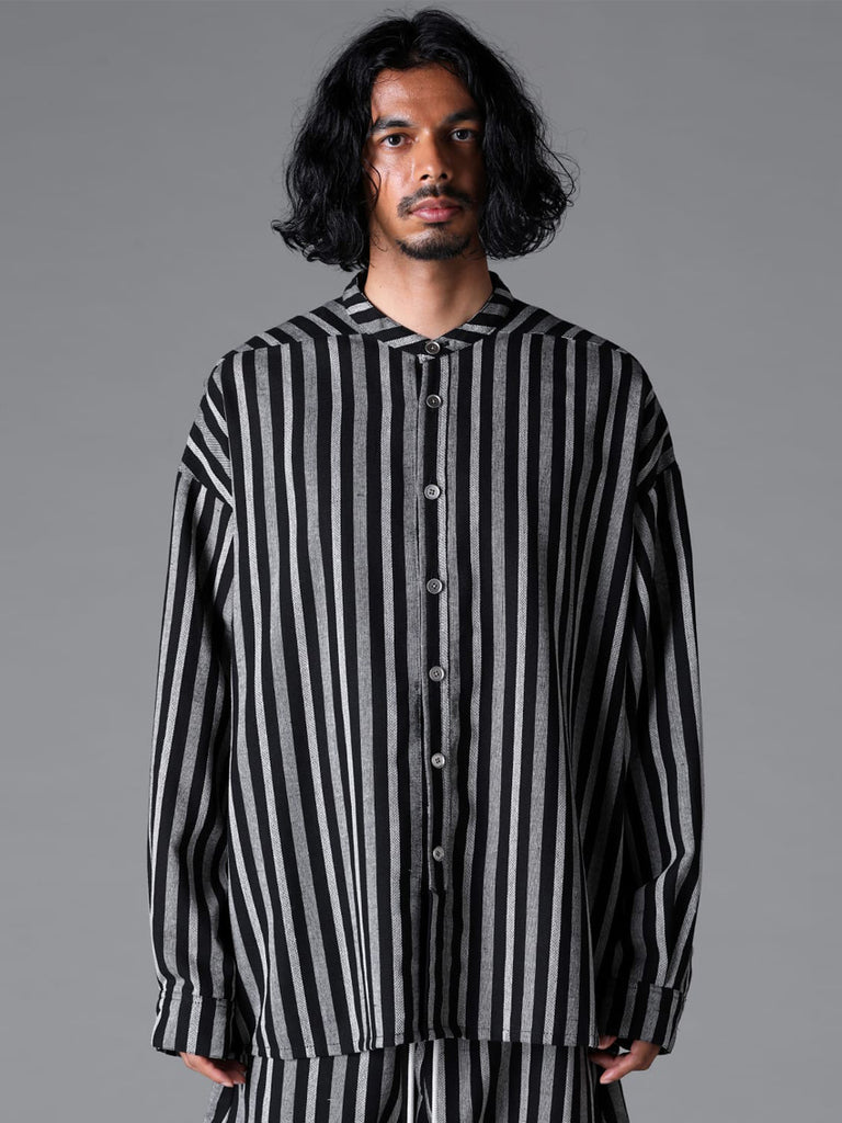 A.F Artefact Vertical Stripes Stand Collar Shirt