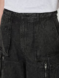 JuunJ Skin Washed Denim Wide Cargo Shorts