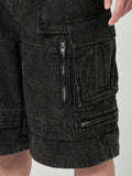 JuunJ Skin Washed Denim Wide Cargo Shorts