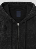 Juun.J Garment Dyed Distressed Zip Up Hoodie