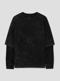 Juun.J Cotton Dyed Damaged Denim Layered Long Sleeve