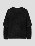 Juun.J Cotton Dyed Damaged Denim Layered Long Sleeve