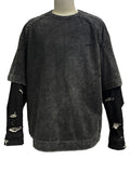 Juun.J Cotton Dyed Damaged Denim Layered Long Sleeve