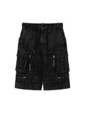 JuunJ Skin Washed Denim Wide Cargo Shorts
