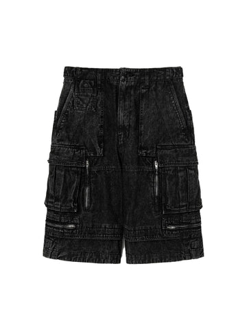 JuunJ Skin Washed Denim Wide Cargo Shorts