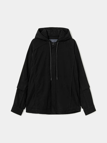 Juun.J Cotton Flannel Hooded Coach Shirt