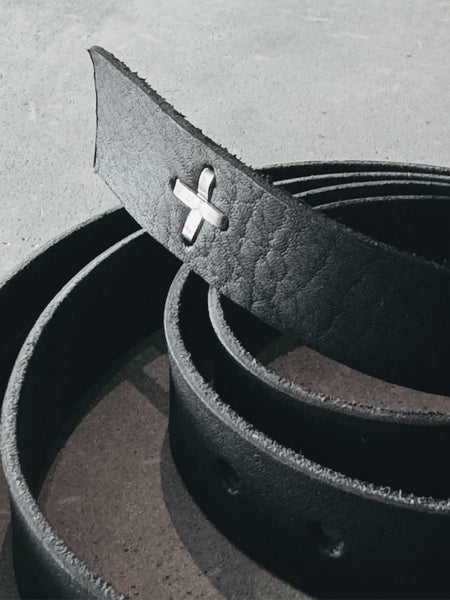 小物 m.a+ Leather Buckle Slim Belt Silver925 M.A+ Cross Buckle Thin Clean Belt – DARK WAVE
