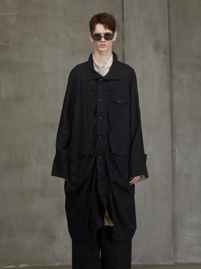 Ziggy Chen Stand Collar Long Shirt