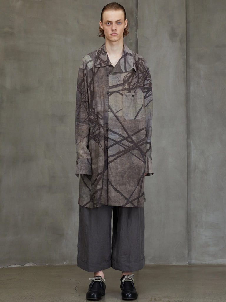 Ziggy Chen Digital Print High Neck Long Shirt