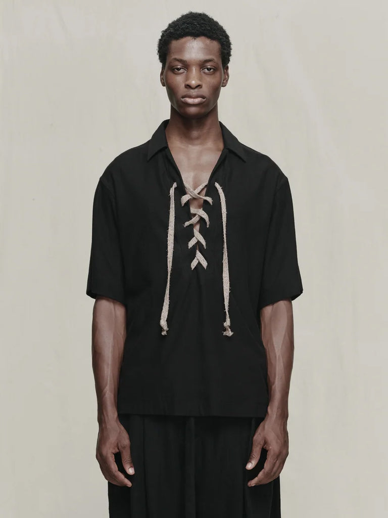 Ziggy Chen String Fastened Rugby T-shirt