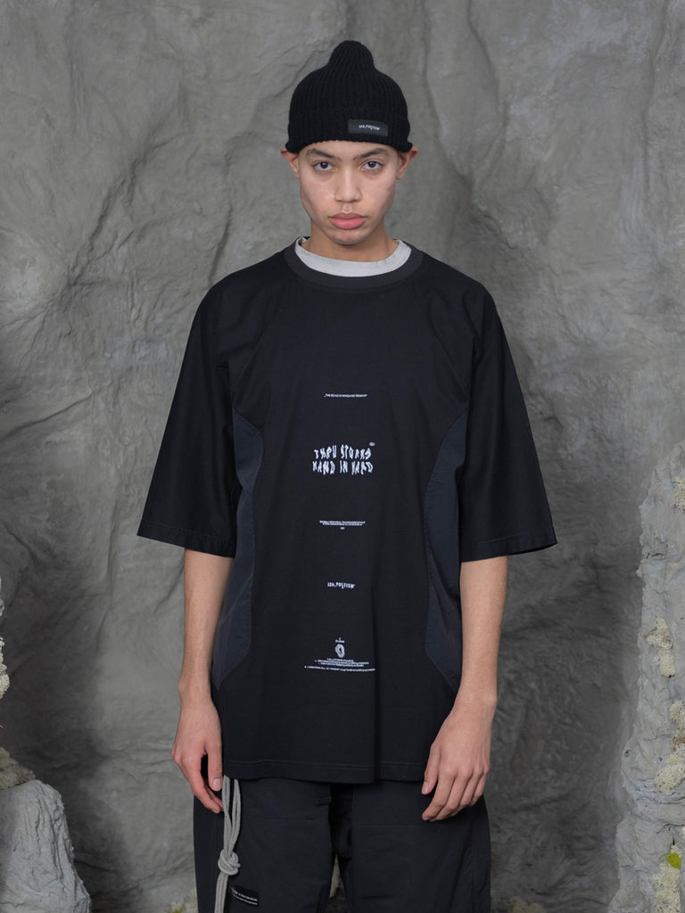 TBN Black Mixed Materials Oversized Tee