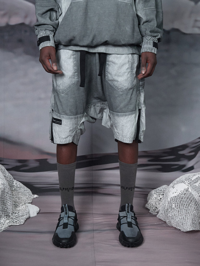 TBN Mixed Fabrics Shorts With Side Zipper