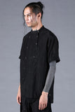 Dhygen Silk Cotton Washer Double Opan Band Collar Half Sleeve Shirt