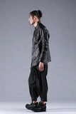Dhygen Sumi Coated Random Stripe Tucked Wide Cropped Pants
