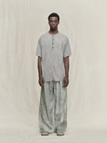 Ziggy Chen Henley Neck Gathered T-shirt
