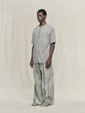 Ziggy Chen Henley Neck Gathered T-shirt