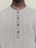 Ziggy Chen Henley Neck Gathered T-shirt