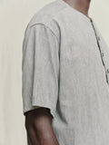 Ziggy Chen Henley Neck Gathered T-shirt