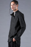 Dhygen Sumi Coated Random Strip Double Open Band Collar Shirt