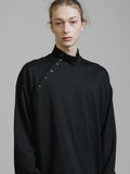 The Viridi-Anne Diagonal Henley Neck T-shirt