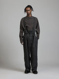 The Viridi-Anne Linen Wool Wide Trousers with Suspenders