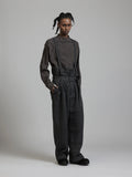 The Viridi-Anne Linen Wool Wide Trousers with Suspenders