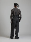 The Viridi-Anne Linen Wool Wide Trousers with Suspenders
