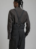 The Viridi-Anne Linen Wool Wide Trousers with Suspenders