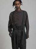 The Viridi-Anne Linen Wool Wide Trousers with Suspenders