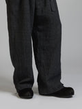 The Viridi-Anne Linen Wool Wide Trousers with Suspenders
