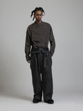 The Viridi-Anne Linen Wool Wide Trousers with Suspenders