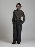 The Viridi-Anne Linen Wool Wide Trousers with Suspenders