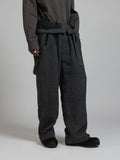 The Viridi-Anne Linen Wool Wide Trousers with Suspenders