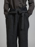 The Viridi-Anne Linen Wool Wide Trousers with Suspenders