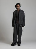 The Viridi-Anne Linen Wool Wide Trousers with Suspenders
