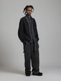 The Viridi-Anne Linen Wool Wide Trousers with Suspenders