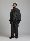 The Viridi-Anne Linen Wool Wide Trousers with Suspenders