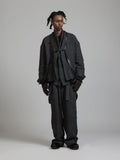 The Viridi-Anne Linen Wool Wide Trousers with Suspenders