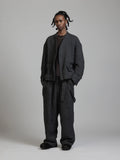 The Viridi-Anne Linen Wool Wide Trousers with Suspenders