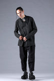 Dhygen Sumi Coated Random Strip Double Open Band Collar Shirt