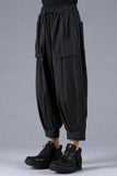 Dhygen Sumi Coated Random Stripe Tucked Wide Cropped Pants