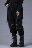 Dhygen Stretch Denim Knee-Cutout Cropped Trousers