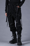 Dhygen Stretch Denim Knee-Cutout Cropped Trousers