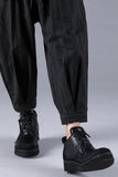 Dhygen Sumi Coated Random Stripe Tucked Wide Cropped Pants