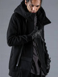 D.hygen Wool Untwisted Yarn Backed Double-Breasted Hooded Jacket