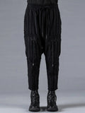 D.hygen Wool Cotton Stripe Combination Low Crotch Cropped Pants