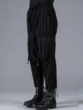 D.hygen Wool Cotton Stripe Combination Low Crotch Cropped Pants