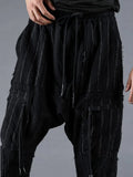 D.hygen Wool Cotton Stripe Combination Low Crotch Cropped Pants